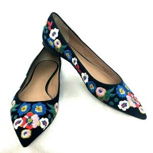Tory Burch Rosemont Floral Pansy Embroidered Flats